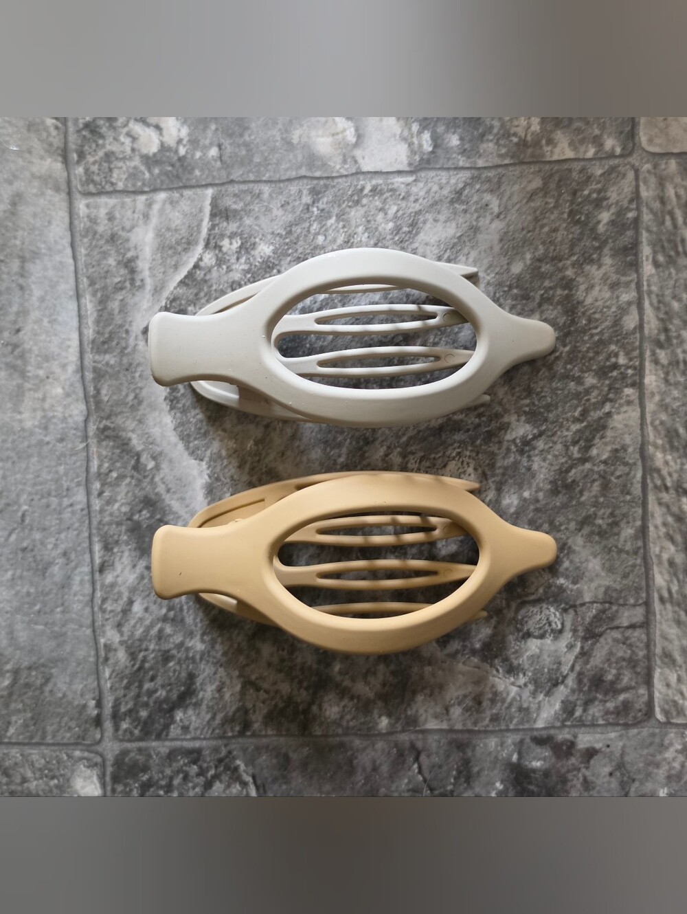 Neutral Oval Flat Hair Claw Clips - Taupe/Gray & Tan BNIB